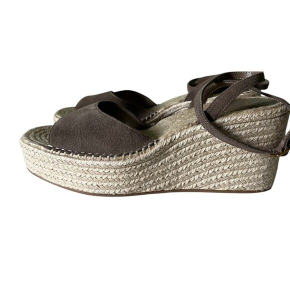 Mango MNG NWT Leather Espadrilles Wedge Sandals Platform Round toe Size 10 - Picture 2 of 7